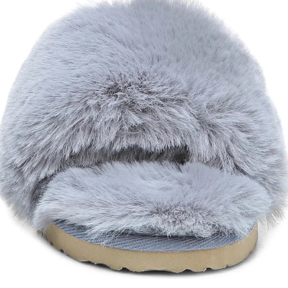 NWT Sam Edelman size 11 blue grey faux fur slipper/slide - Picture 4 of 11